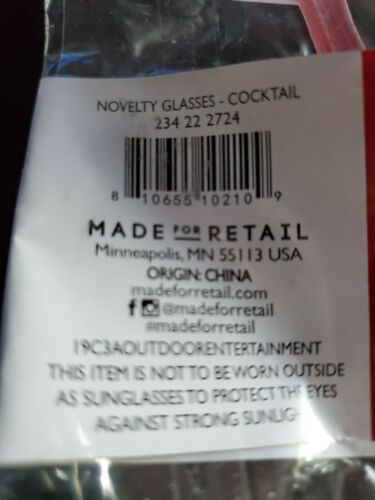 WOW Party Eyeglasses Mixed Drink Cocktail Martini Shaped New - Fresh Stock Dated February 2026