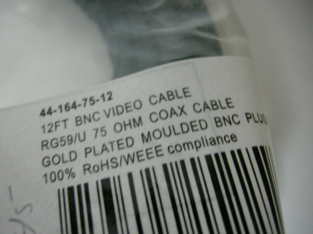 WELTRON 44-164-75-12 12FT BNC Video Cable RG59/U 75 OHM Coax Cable - NEW - Fresh Stock Dated February 2026