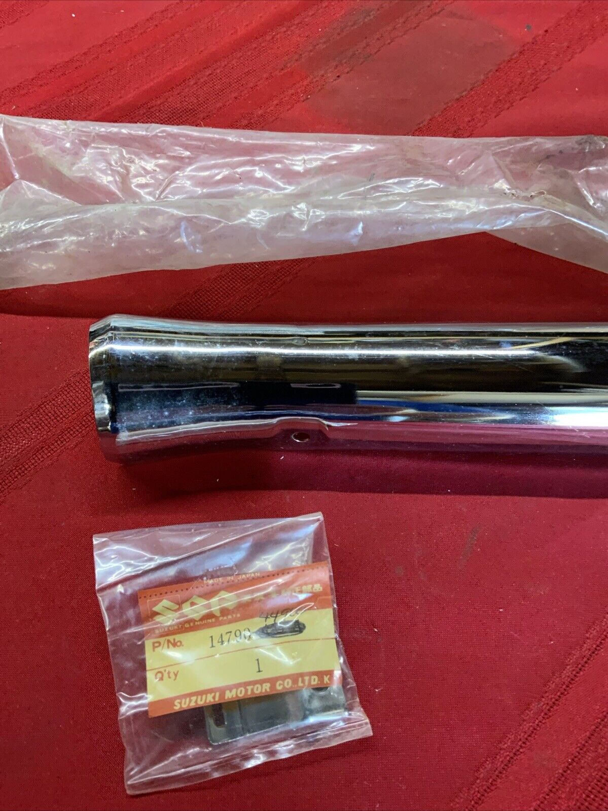 1980-87 Suzuki GS450T  GS450E GS450L  Left Exhaust Cover Heat Shield 14790-44900 - Fresh Stock Dated February 2026