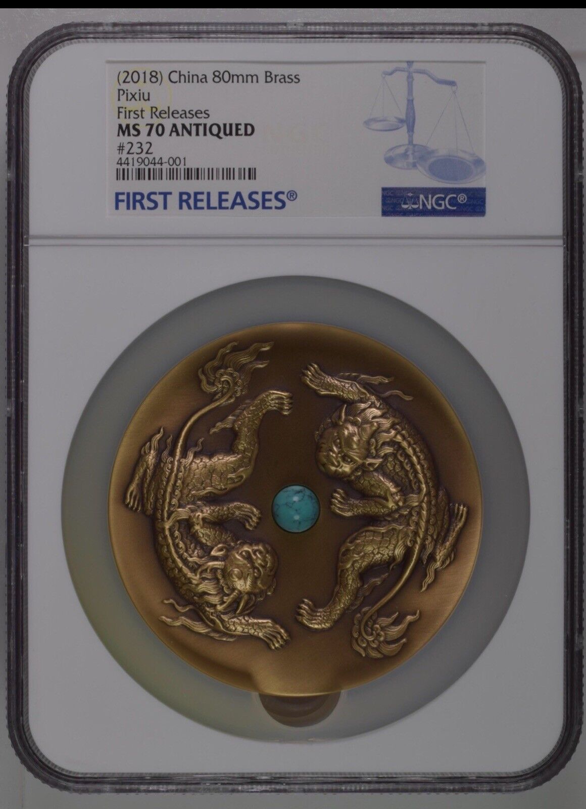NGC MS70 2018 China 80mm Brass medal PiXiu  Mythical Creatures COA Wealthy Lucky - Fresh Stock Dated February 2026