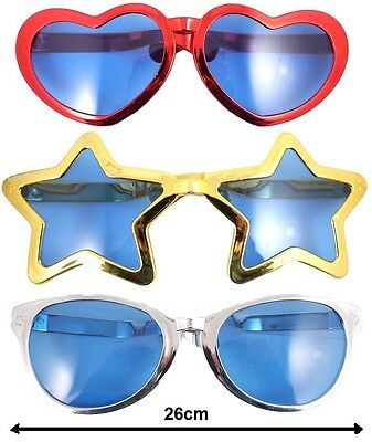 Jumbo Fancy Dress Glasses Sunglasses Comedy Clown Specks 3 Metallic Designs New - Fresh Stock Dated February 2026
