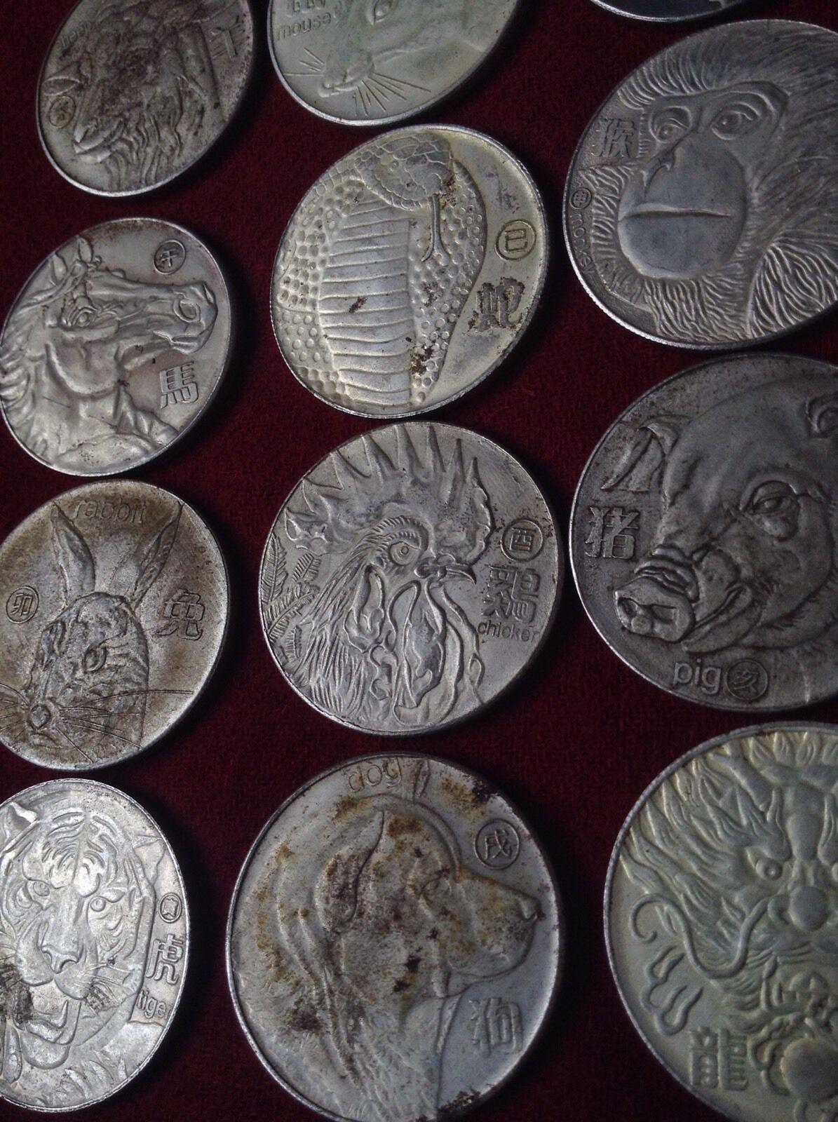 China Silver Zodiac Medal Coin Horse Tiger Dragon Ying Yang Calligraphy Antique - Fresh Stock Dated February 2026