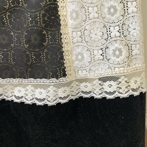 1970s Gunne Sax style Maxi Panel Skirt Lace Boho Hippy Black White Long Prairie - Fresh Stock Dated February 2026