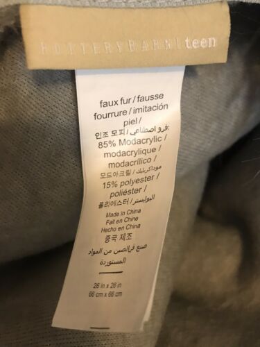 Pottery Barn TEEN Mongolian Faux Fur Matching 24x24  Pillowcases gray - Fresh Stock Dated December 2025