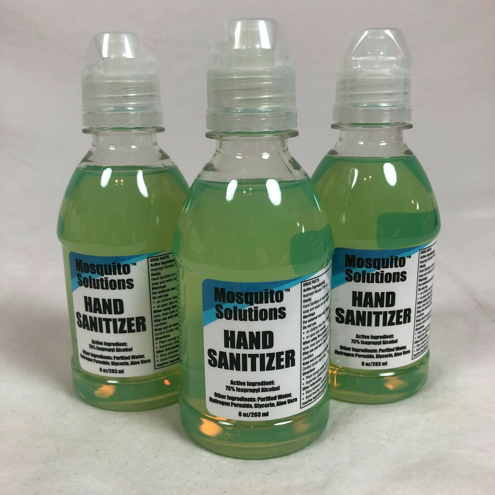 Mosquito Solutions Made in USA Hand Sanitizer 8 Oz./263 ml with Aloe - Fresh Stock Dated February 2026