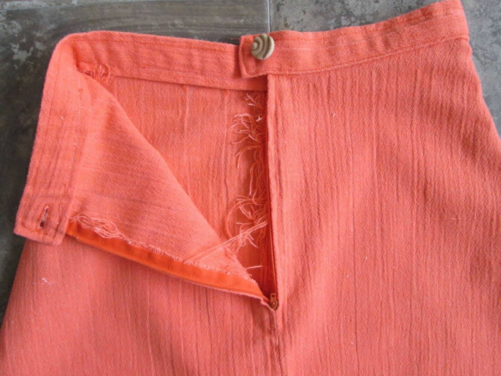 VTG Original Skirt 23 Waist Small A-Line Orange Muslin Cotton Casual Hippy Cute! - Fresh Stock Dated March 2026