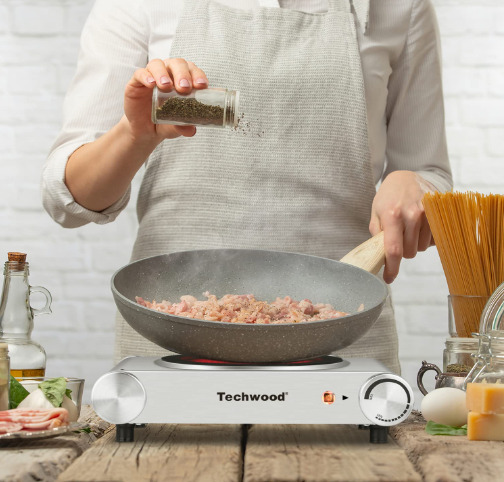 Techwood Hot Plate Single Burner for Cooking - Fresh Stock Dated February 2026