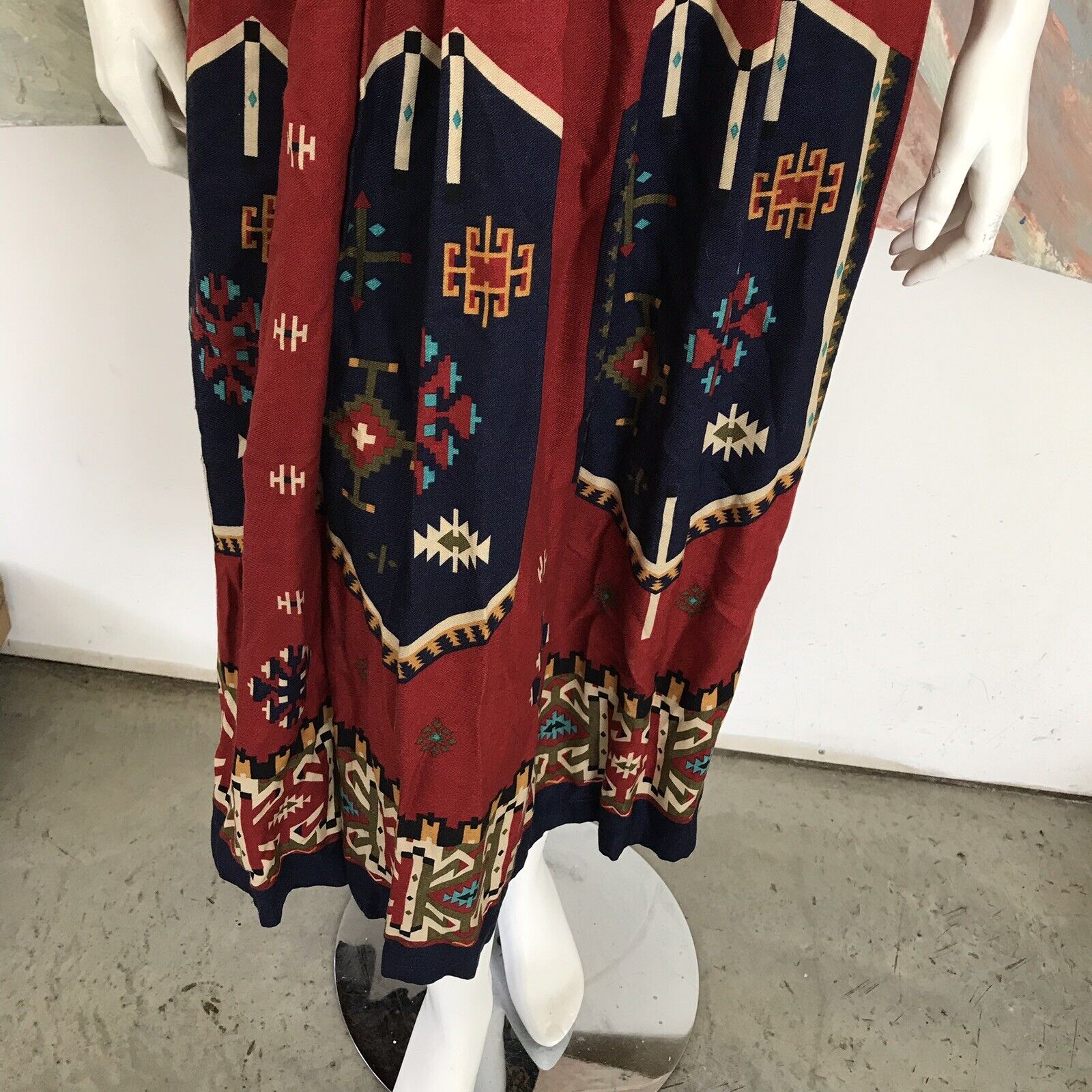 Vintage Claude Midi Navajo Aztec Pleated Mid Calf Skirt (A14) SZ 5/6  / 5 / 6 - Fresh Stock Dated March 2026