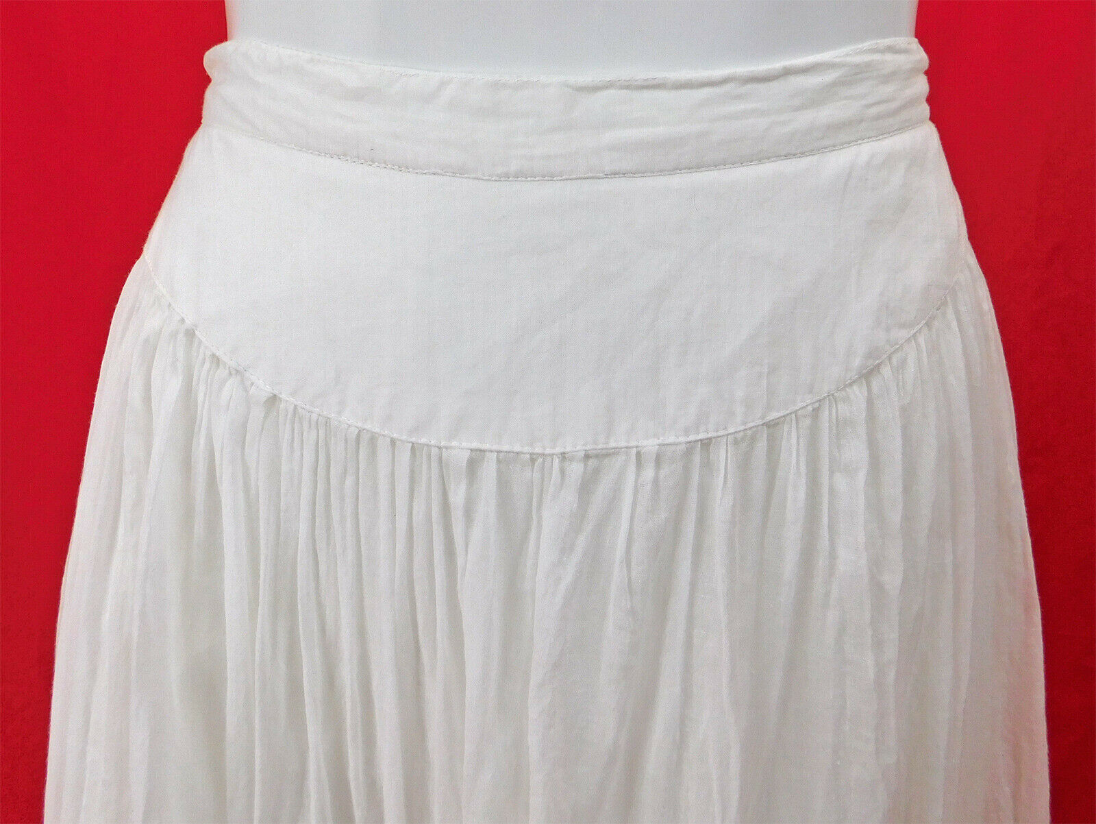 Vintage Rene Derhy White Cotton Pastel Embroidered Indian Bohemian Hippie Skirt - Fresh Stock Dated February 2026