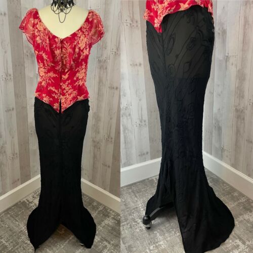 Vintage 1980s Sheer Black Maxi Skirt “Ghost” British Designer Made in England S - Fresh Stock Dated February 2026