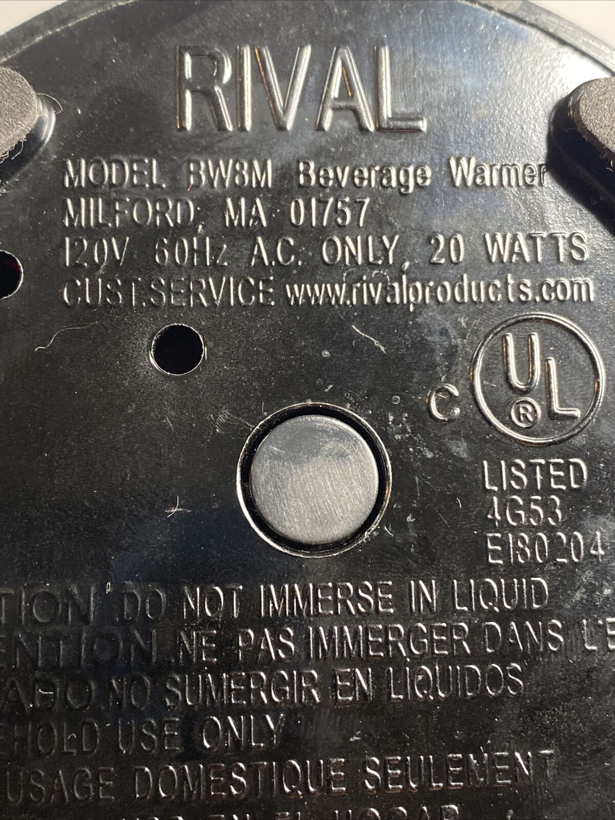 Rival Coffee Beverage Warmer Model BW8M Tested and Works Great Black Color - Fresh Stock Dated February 2026