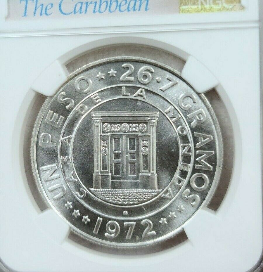 1972 DOMINICAN REPUBLIC SILVER 1 PESO CENTRAL BANK ANNIVERSARY NGC MS 67 TOP POP - Fresh Stock Dated February 2026