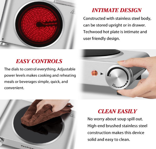 Techwood Hot Plate Single Burner for Cooking - Fresh Stock Dated February 2026