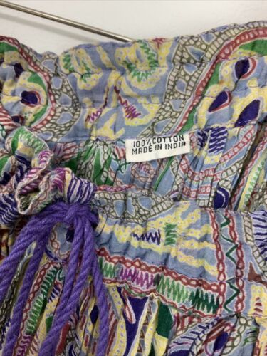 Vintage 90s Indian Cotton Crinkle Gauze Geometric Design Skirt - Fresh Stock Dated February 2026