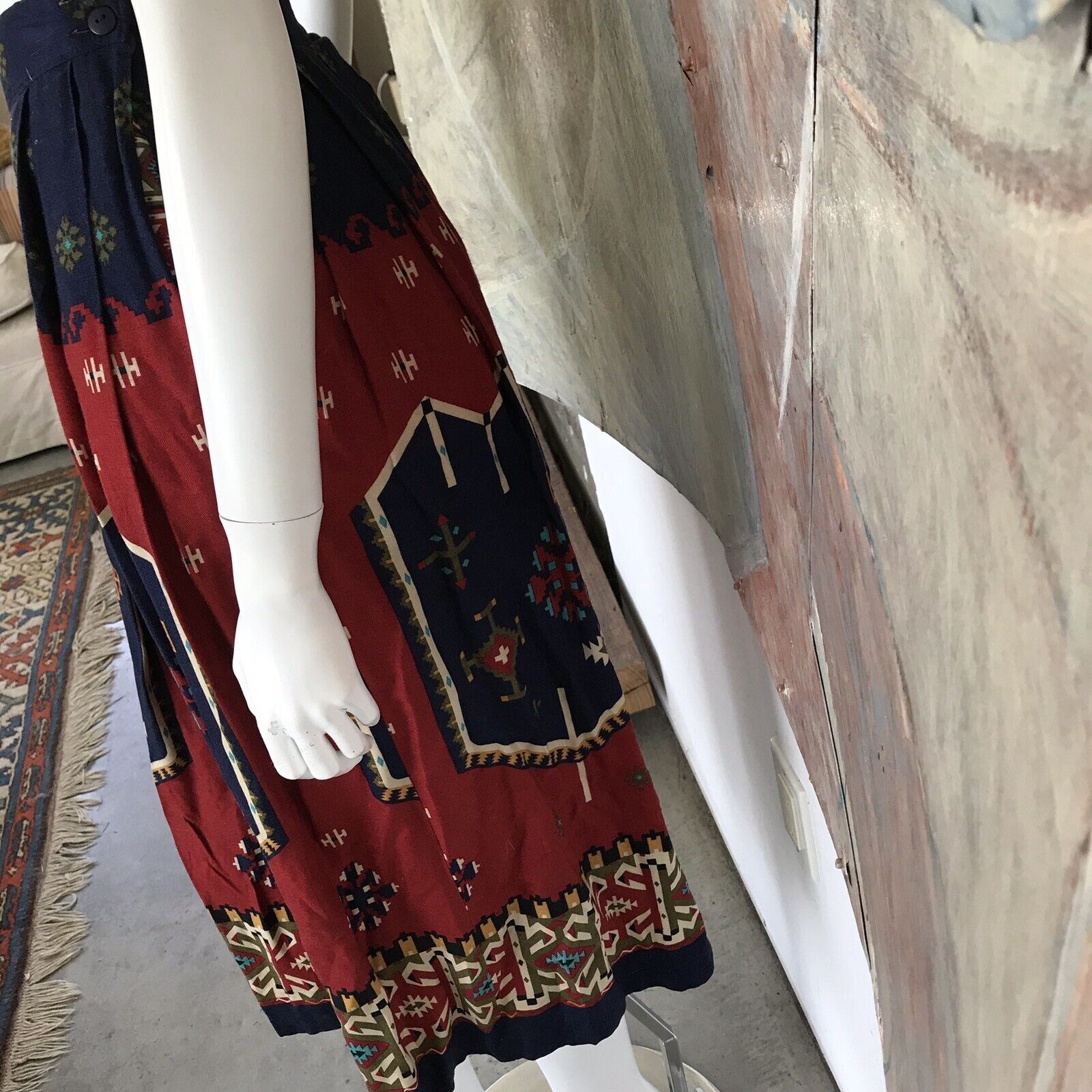 Vintage Claude Midi Navajo Aztec Pleated Mid Calf Skirt (A14) SZ 5/6  / 5 / 6 - Fresh Stock Dated March 2026