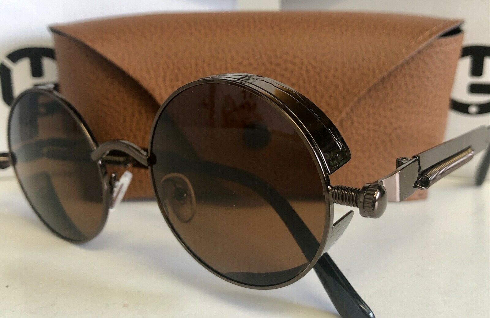 NEW‼️Brown/Brown Jacob Polarized Metal Framed Round Steampunk Sunglasses - Fresh Stock Dated December 2025