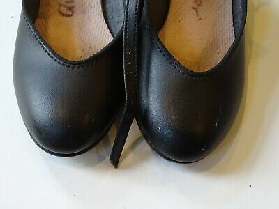 BLACK CAPEZIO JUNIOR FOOTLIGHT LEATHER CHARACTER DANCE SHOES girls 3.5 M - Fresh Stock Dated December 2025
