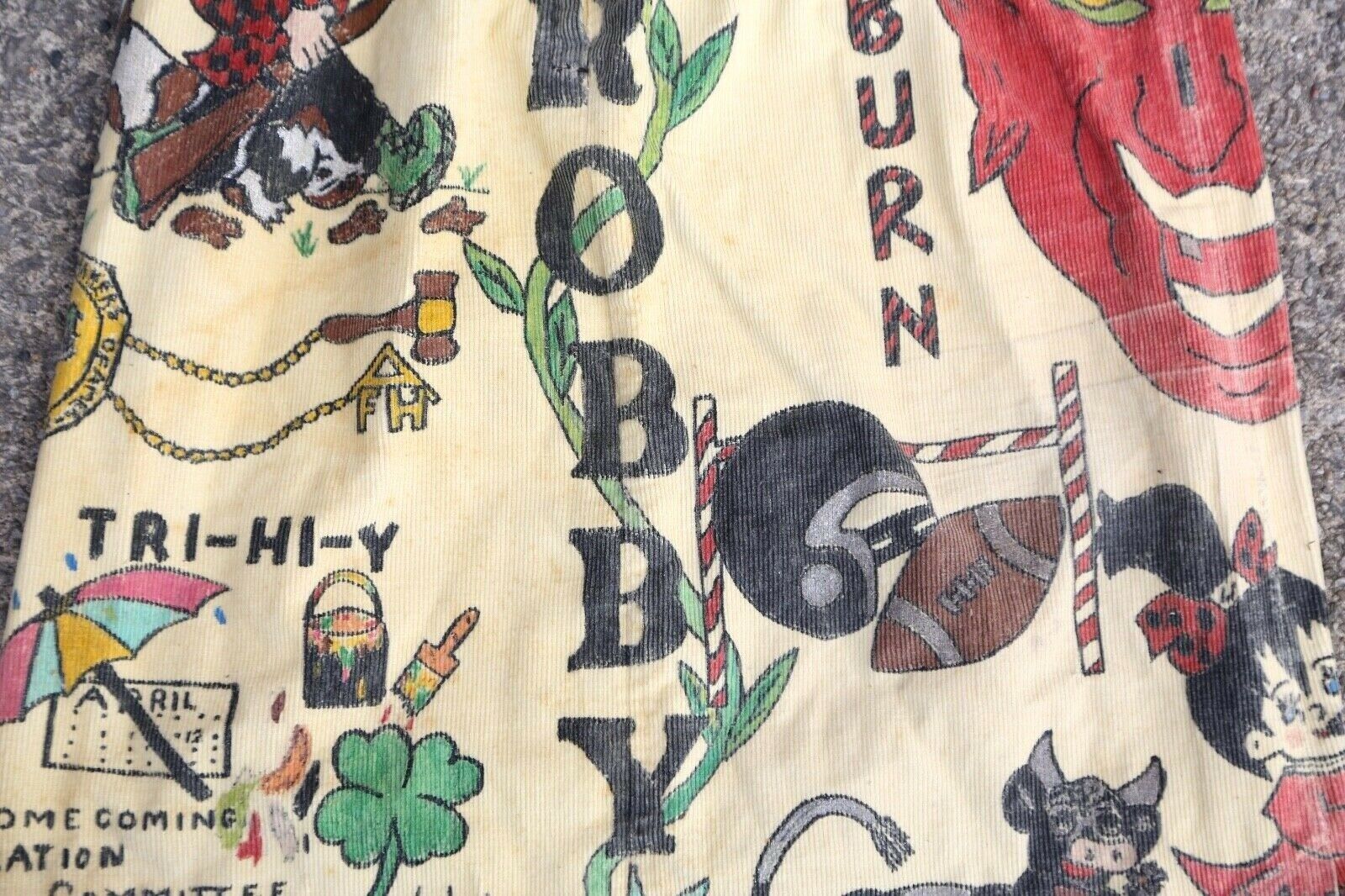 Vintage 60s Senior Cords skirt RARE Folk Art Devil Head Corduroy Skirt School - Fresh Stock Dated February 2026