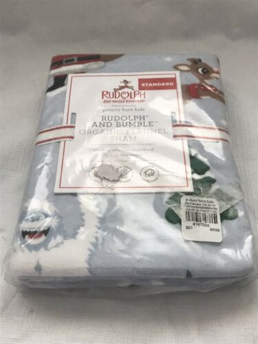 Pottery Barn Kids Rudolph The Red Nosed Reindeer Bumble Organic Flannel Sham NEW - Fresh Stock Dated December 2025
