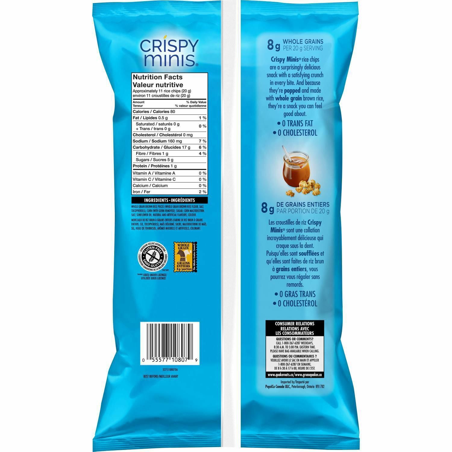 3 Bags Quaker Crispy Minis Caramel Kettle Corn Rice Chips 100g Each- Free Ship - Fresh Stock Dated February 2026