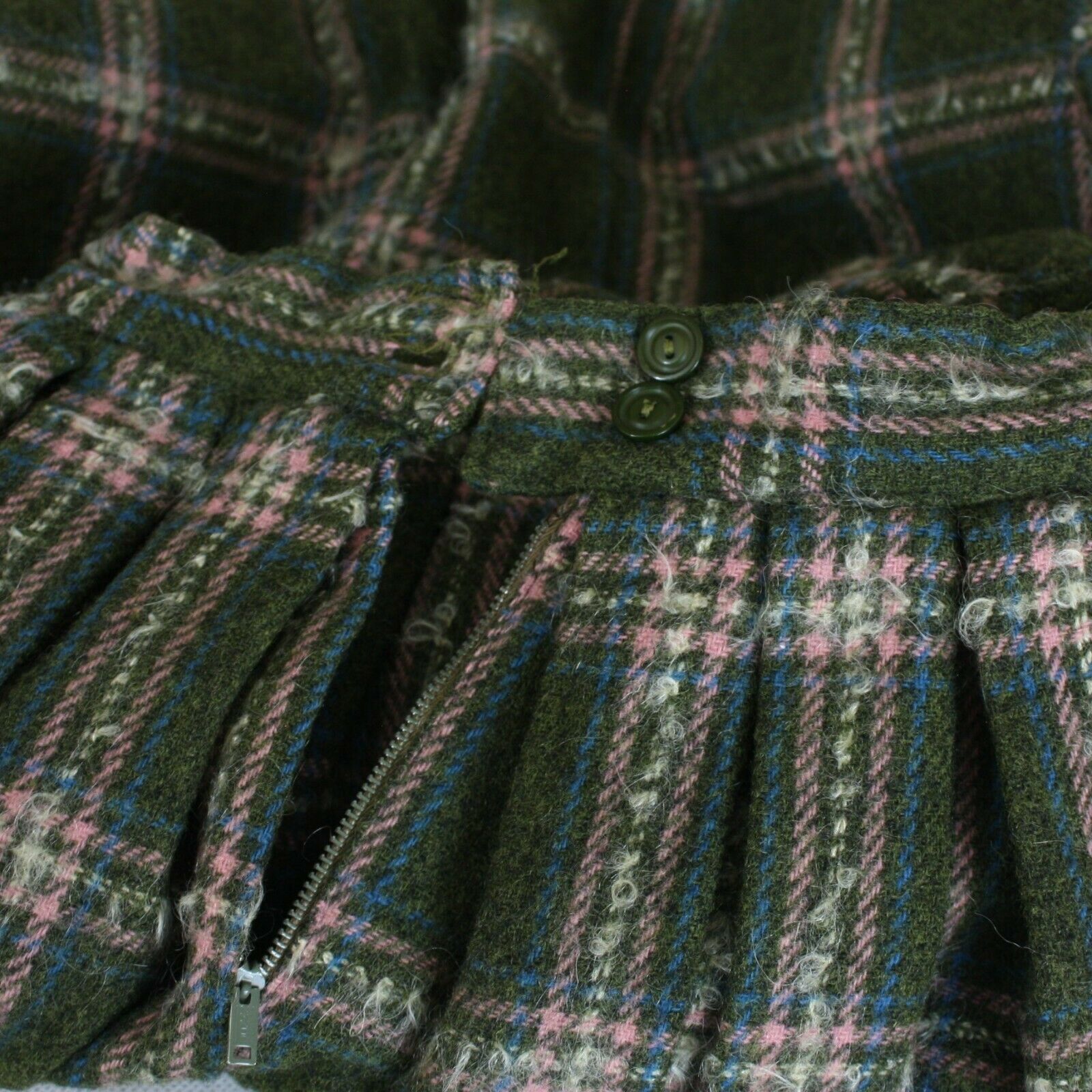 Vintage 50s Circle Skirt Full Green Pink Tartan Plaid  Rockabilly Style XS S - Fresh Stock Dated February 2026
