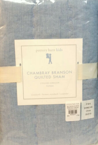 Pottery Barn Kids ~ Chambray Branson Quilted Sham ~ Standard Size ~ NEW - Fresh Stock Dated December 2025