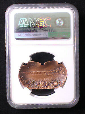 Pair NGC MS70 Antiqued China 40x23mm Brass & Copper Medals - Chinese Mitten Crab - Fresh Stock Dated February 2026