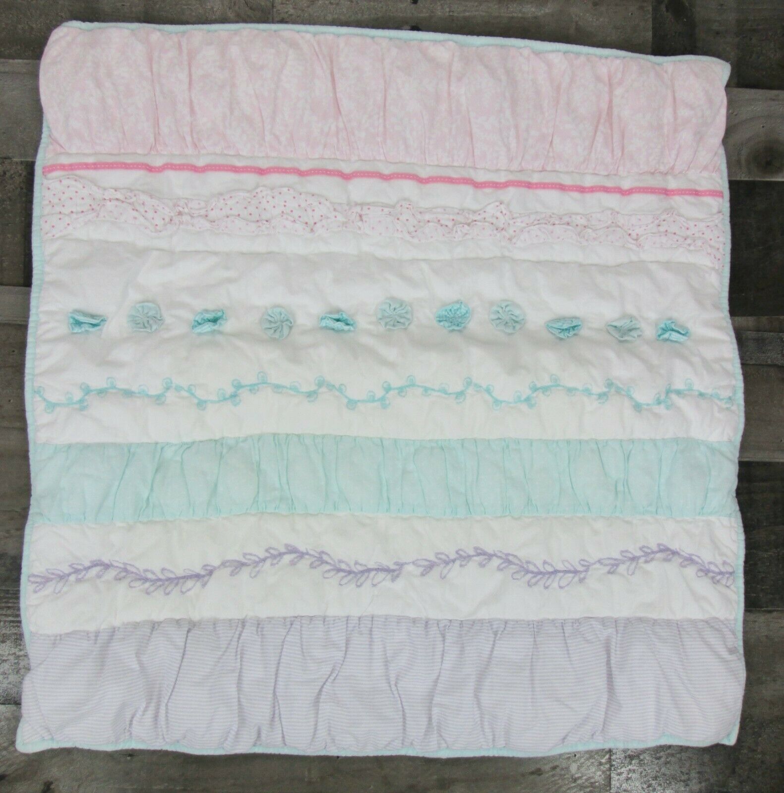 Pottery Barn Kids Euro Sham Lot 2 Turquoise Polka Dot Pink Ruffle Stripe Flower - Fresh Stock Dated December 2025