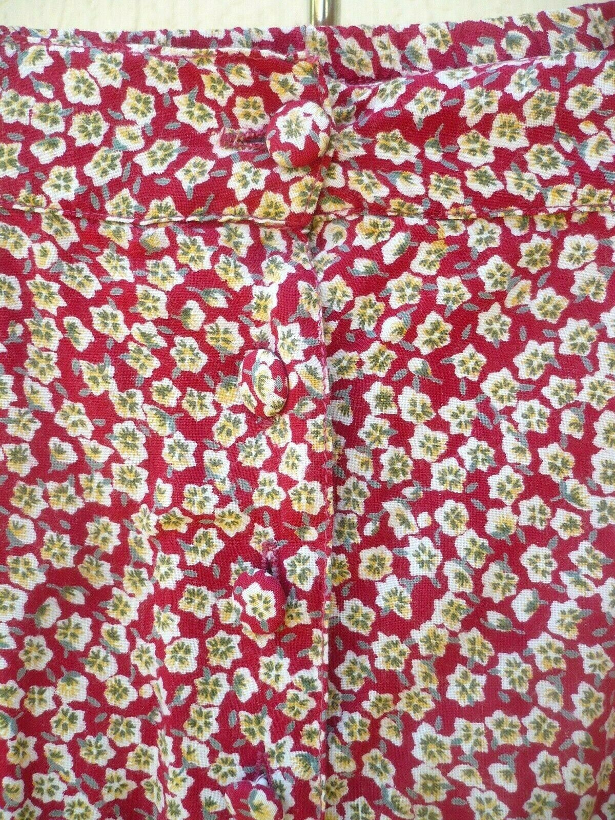 VTG 90S S M HIGHGATE PRAIRIE FLORAL COUNTRY RED RAYON BUTTON DOWN SKIRT WOMEN - Fresh Stock Dated March 2026