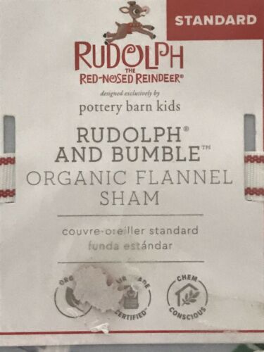 Pottery Barn Kids Rudolph The Red Nosed Reindeer Bumble Organic Flannel Sham NEW - Fresh Stock Dated December 2025