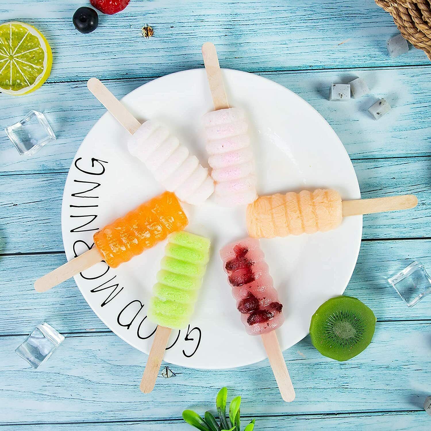 2 Pack 4 Cell Popsicle Molds Silicone DIY Frozen Juice Ice Cream Lolly Pop Mould - Fresh Stock Dated February 2026