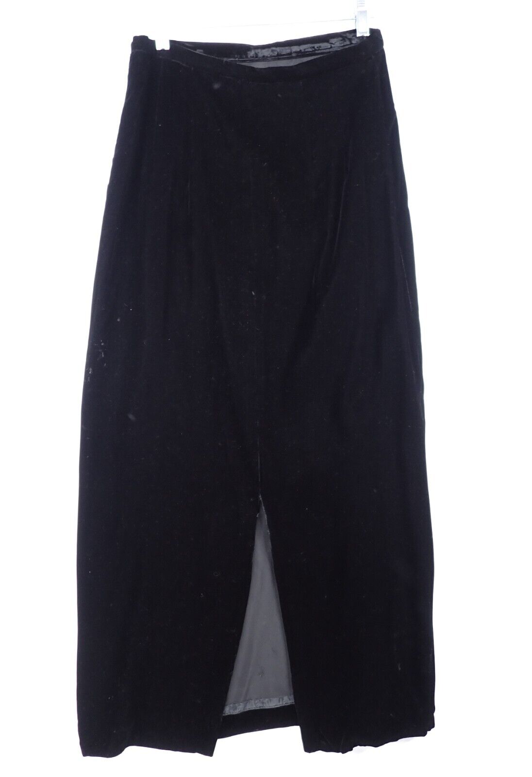 Vintage 80s Solid Black Plush Velvet Long Straight Skirt 28