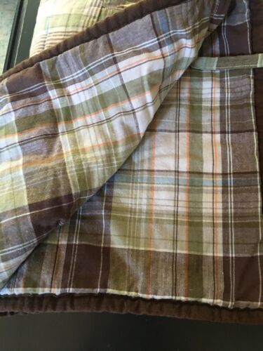 POTTERY BARN KIDS Blue Green Brown Plaid Quilted Standard Pillow Sham - Fresh Stock Dated December 2025