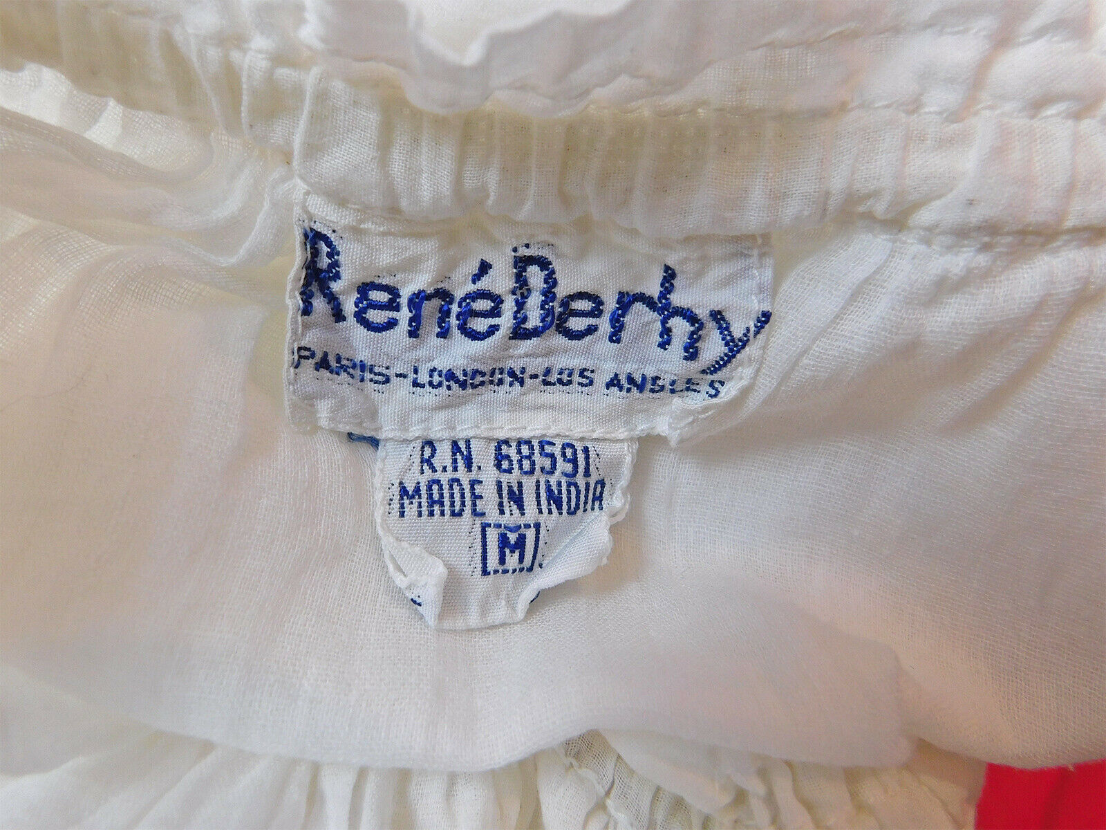 Vintage Rene Derhy White Cotton Pastel Embroidered Indian Bohemian Hippie Skirt - Fresh Stock Dated February 2026