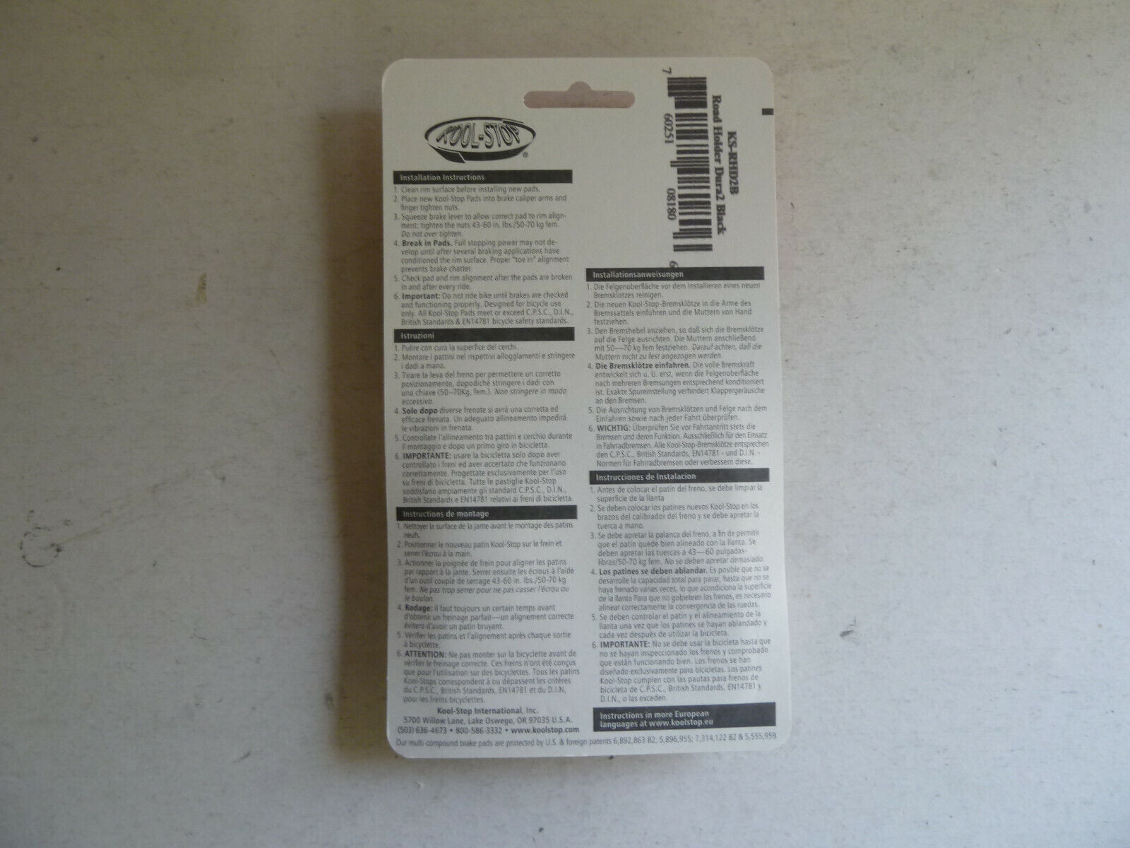 Kool Stop Road Holder, Shimano compatible holder with black pads, black anodized - Fresh Stock Dated February 2026