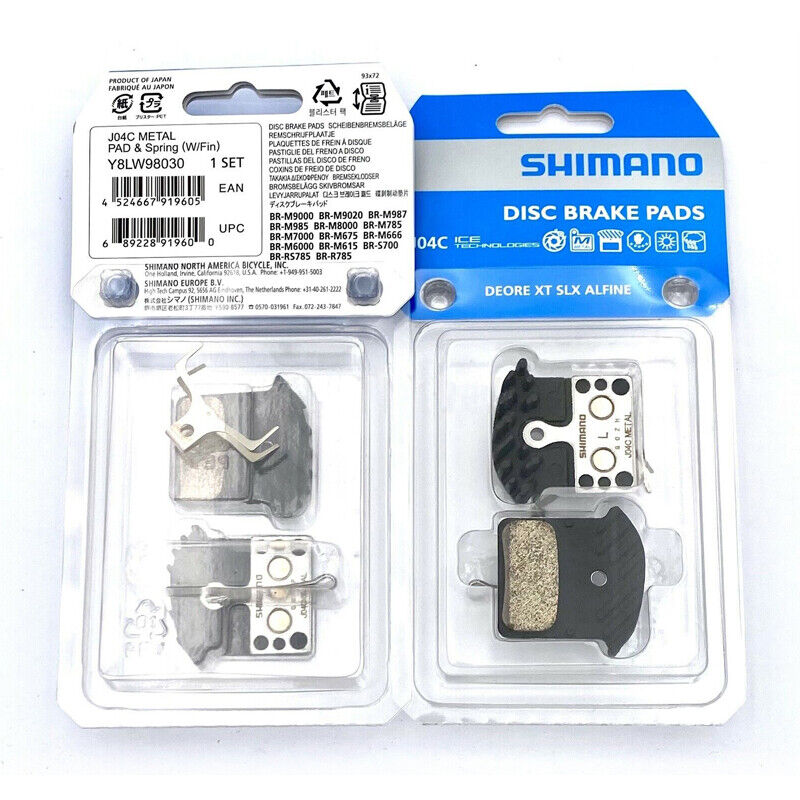 Shimano J02A/J04C Disc Brake Resin/Metal Pads with Fin ICE-TECH fit XTR SLX XT - Fresh Stock Dated February 2026