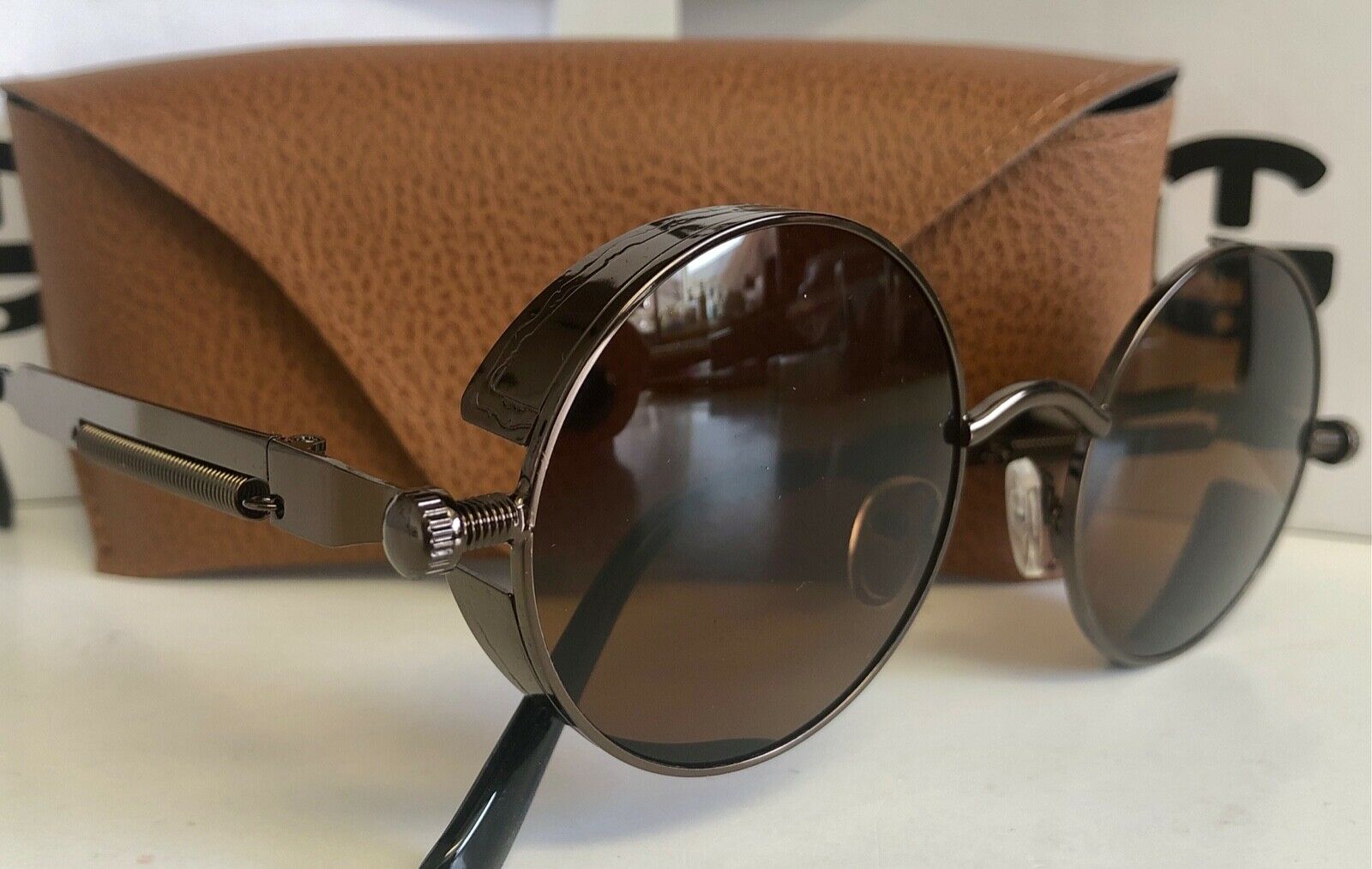 NEW‼️Brown/Brown Jacob Polarized Metal Framed Round Steampunk Sunglasses - Fresh Stock Dated December 2025