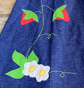 Vintage 1970's Reversible Strawberry Applique Maxi Wrap Skirt with High Waist - Fresh Stock Dated February 2026