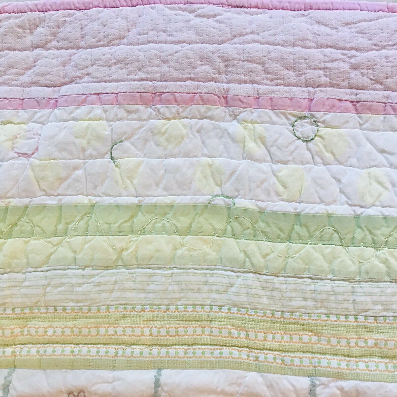 Pottery Barn Kids Quilted Standard Pillow Sham Birds Pink Green White - Fresh Stock Dated December 2025