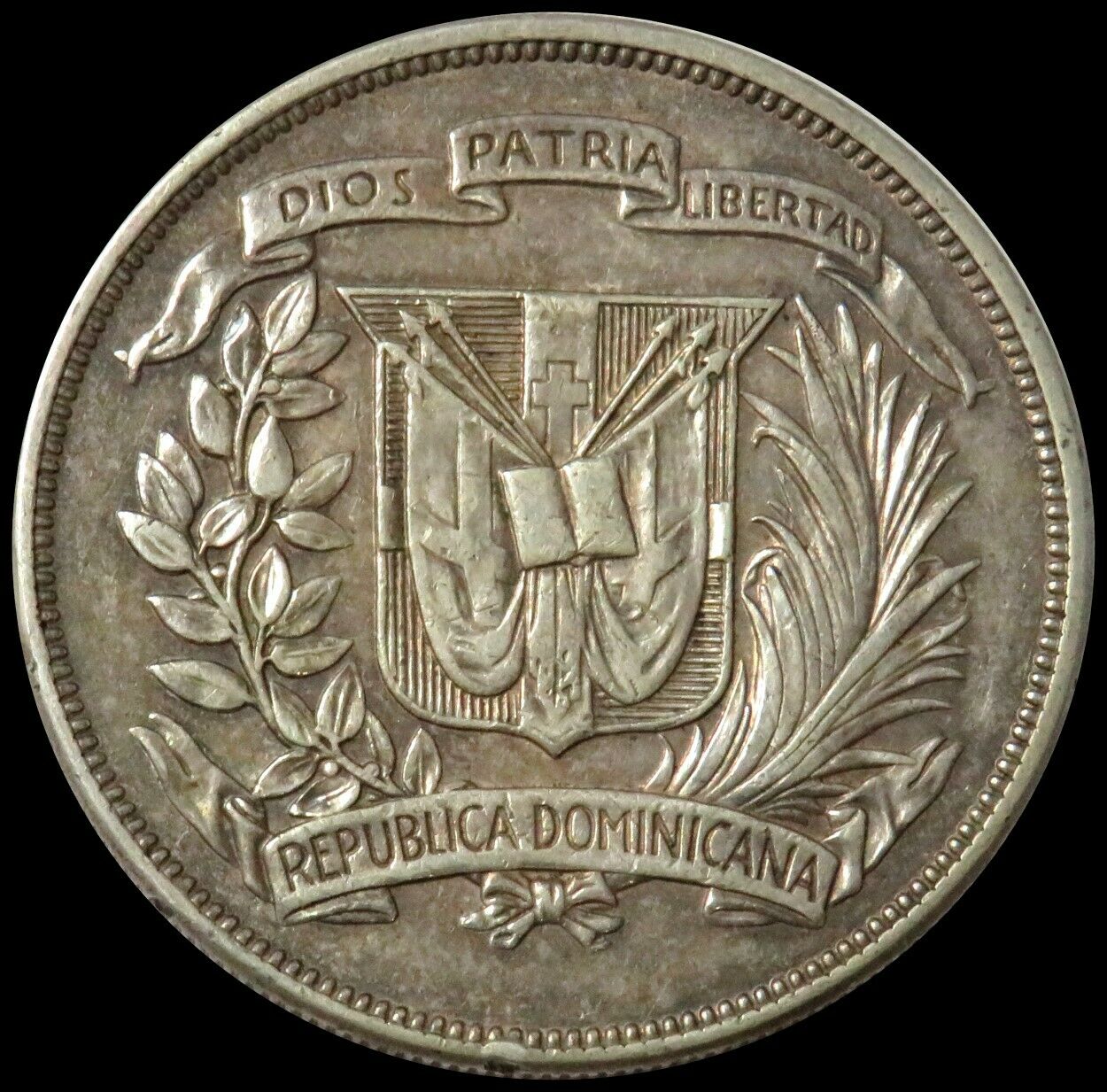1955 SILVER DOMINICAN REPUBLIC PESO TRUJILLO REGIME COIN - Fresh Stock Dated December 2025
