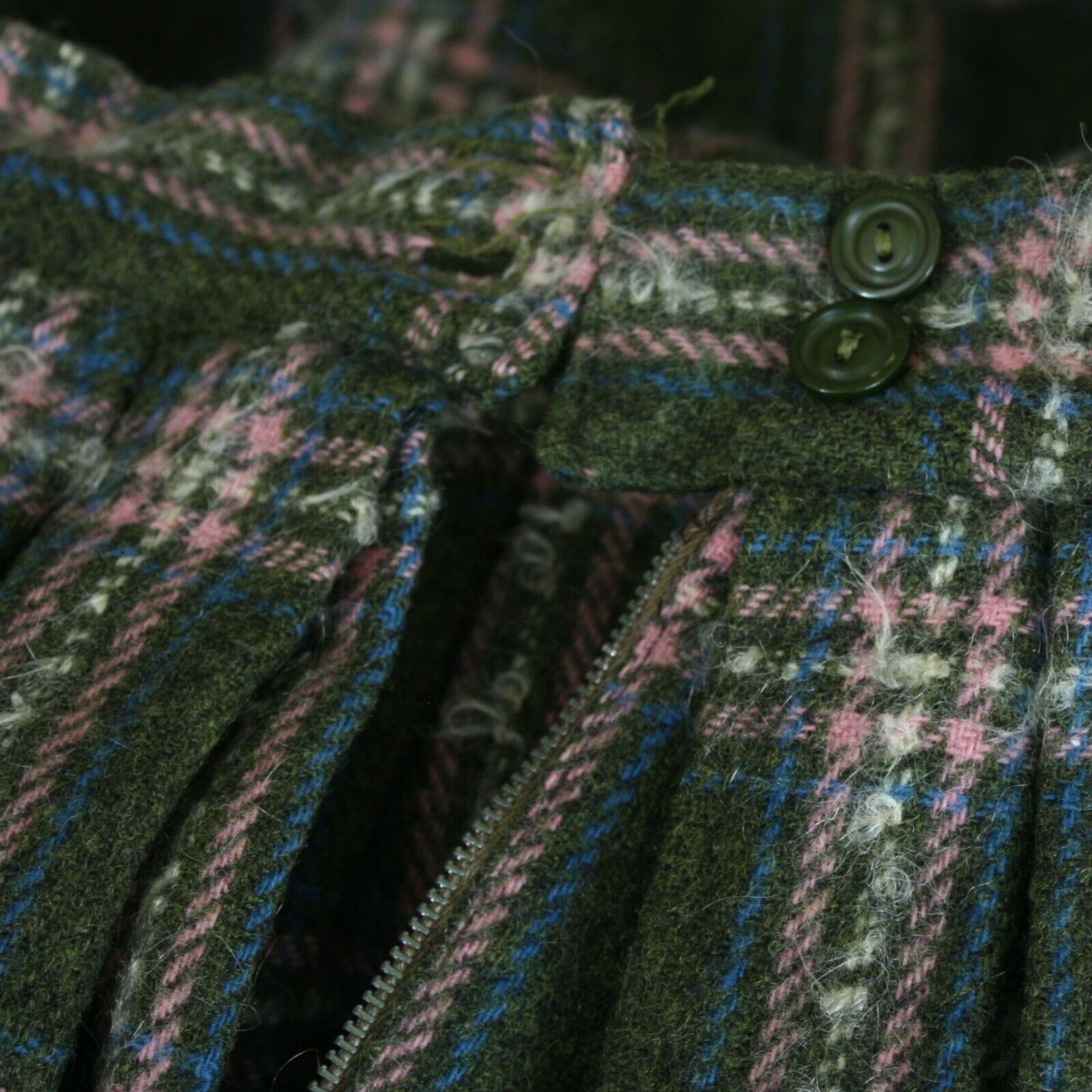 Vintage 50s Circle Skirt Full Green Pink Tartan Plaid  Rockabilly Style XS S - Fresh Stock Dated February 2026