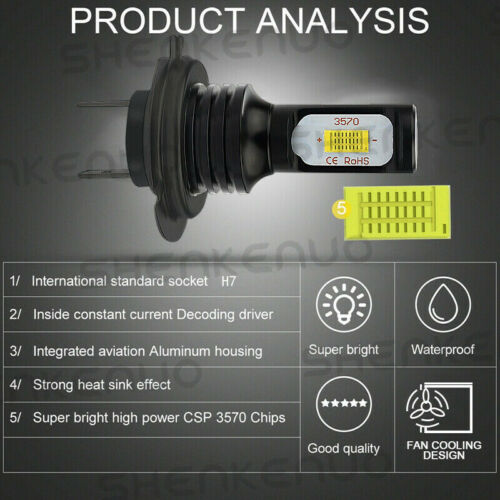 For Kawasaki Ninja 650R 2006-2020 -2x H7 White LED Headlight Bulbs Upgrade Kit - Fresh Stock Dated February 2026