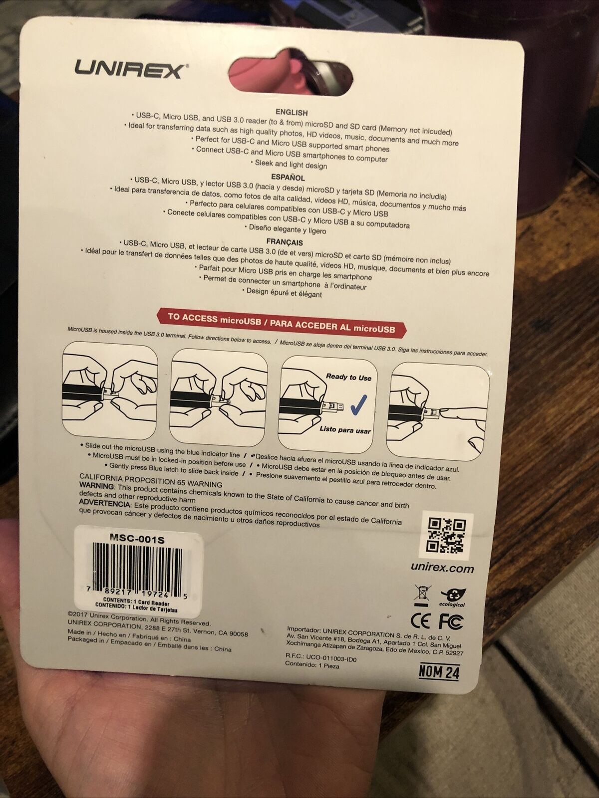 Unirex 5-in-1 Type C 3.0 USB Card Reader for SD, Micro SD, USB 3.0, Micro USB - Fresh Stock Dated February 2026