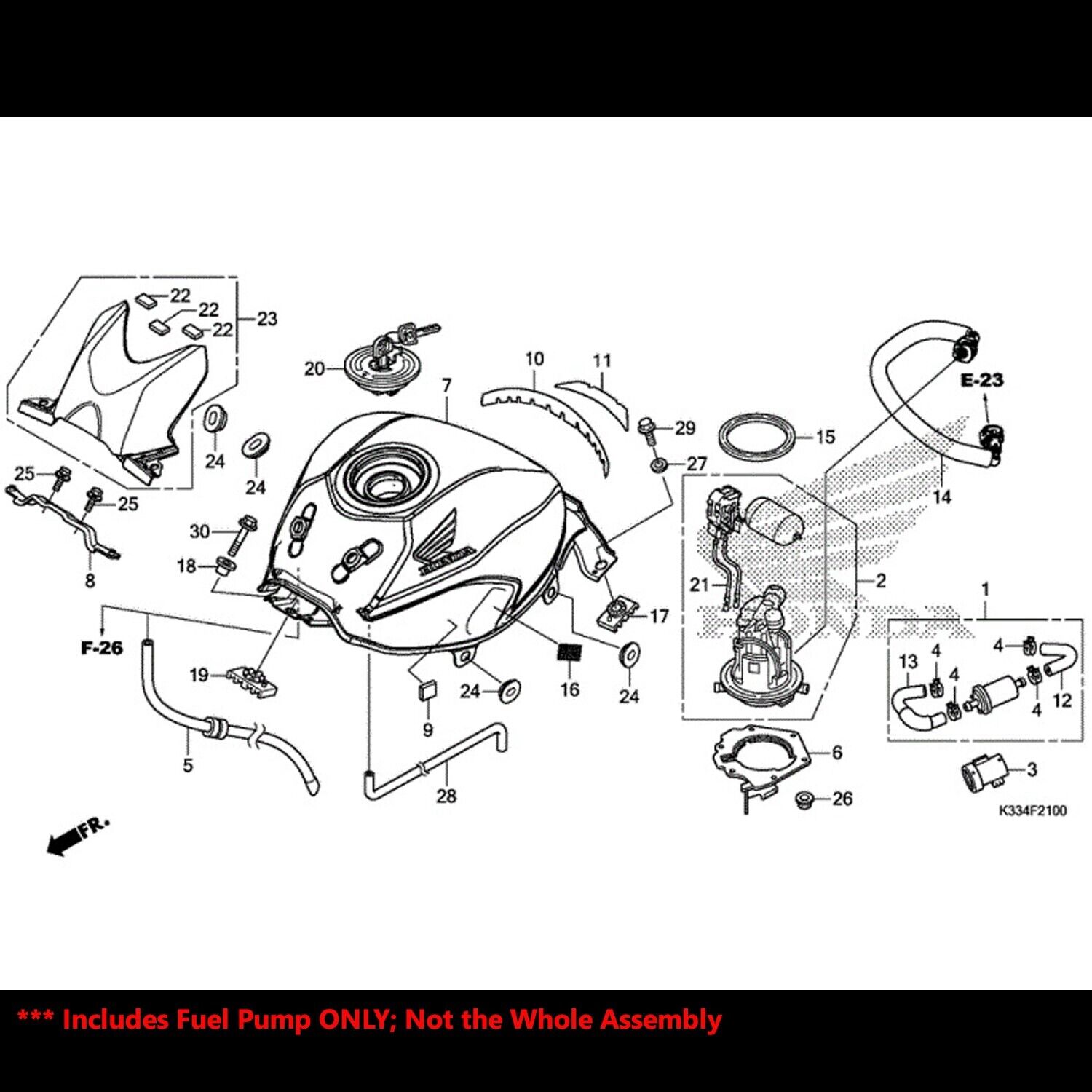 OE Replacement Fuel Pump+Filter for 2011/2012/2013 CBR 250R/15-22 300R/CB 300F - Fresh Stock Dated February 2026