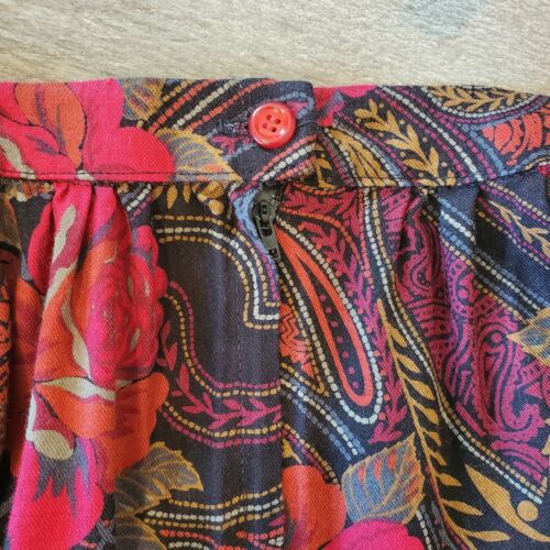 Vintage Womens Size 8 Midi Skirt Floral Paisley Pleated Roses Pink Orange Black - Fresh Stock Dated February 2026
