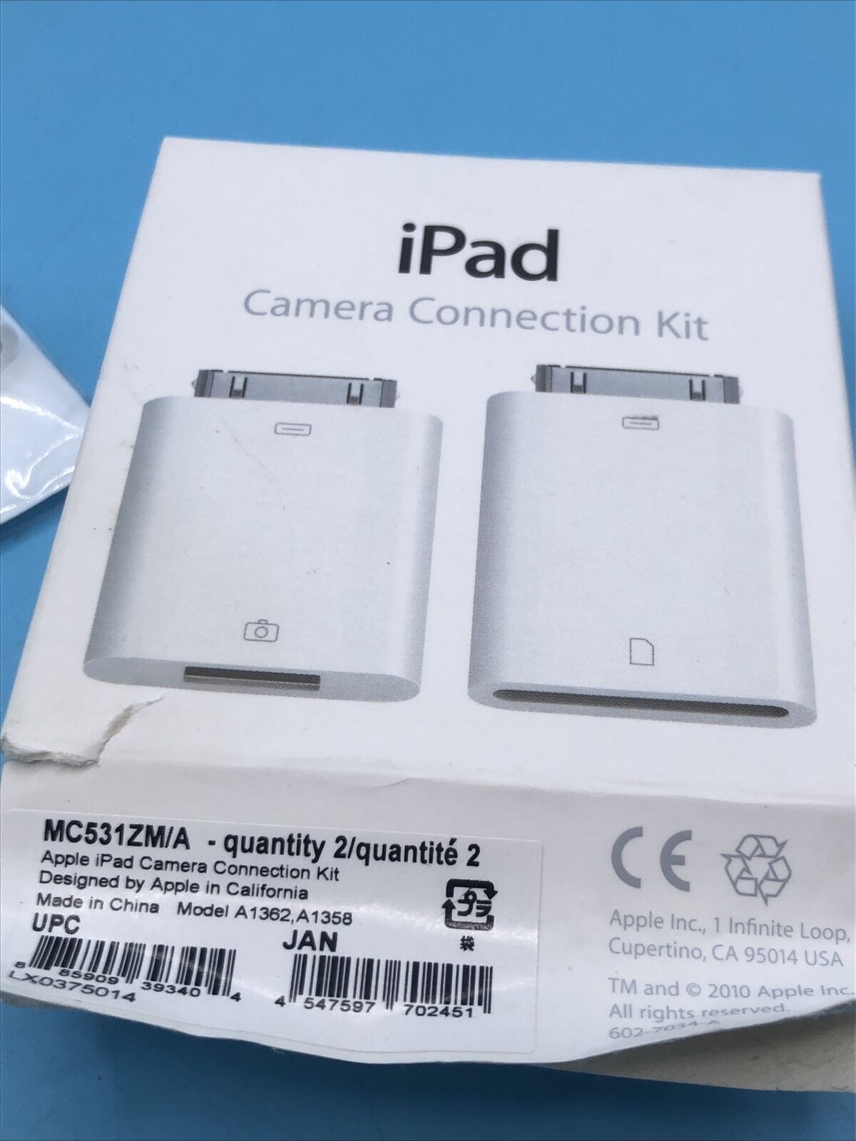 Original Apple iPad Camera Connection Kit (30-Pin) - MC531ZM/A - A1358, A1362 - Fresh Stock Dated February 2026