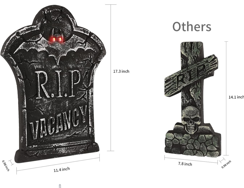 Halloween Foam Tombstones 5 PCS Graveyard LED Lights Yard Lawn Decorations Large - Fresh Stock Dated February 2026