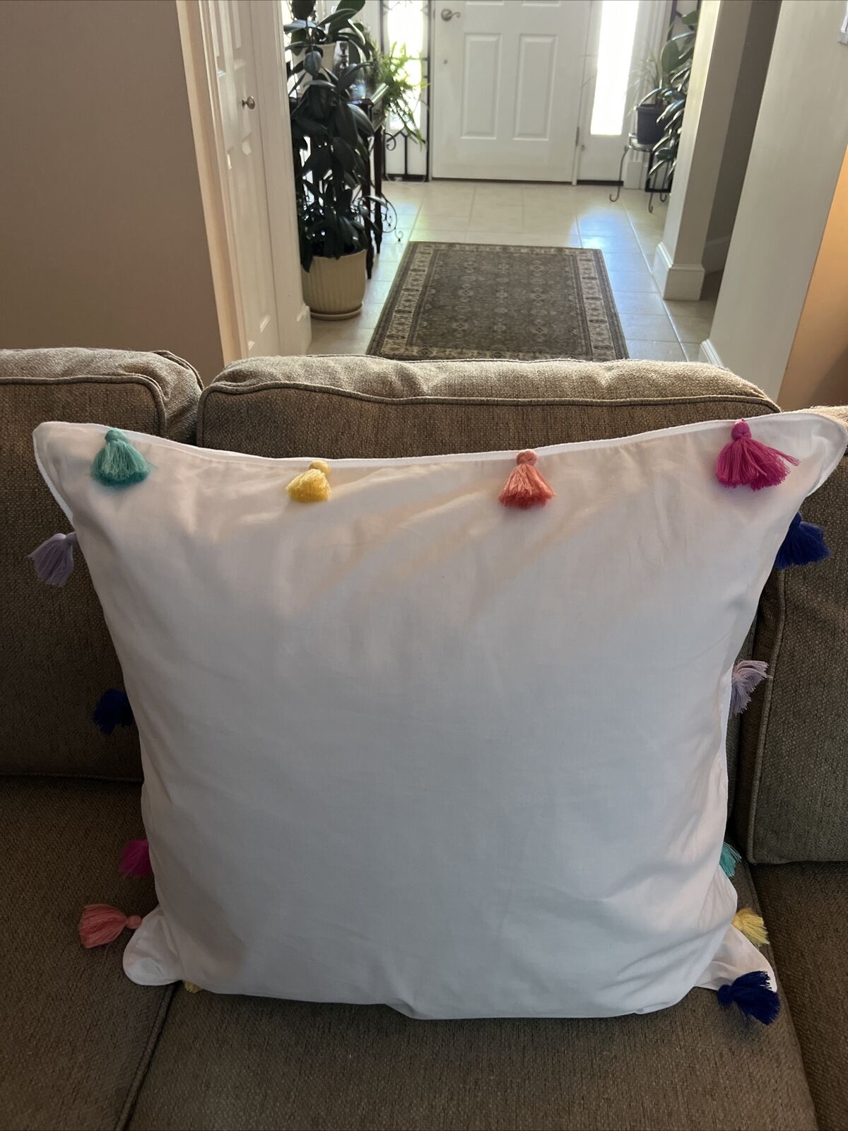 POTTERY BARN TEEN MULTI-COLORED TASSEL EURO SHAM w/INSERT - Fresh Stock Dated February 2026