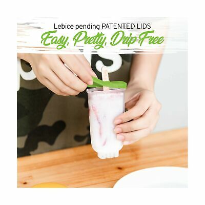 Lebice Popsicle Molds Set - BPA Free - 6 Ice Pop Makers + 1 Silicone Lid + Si... - Fresh Stock Dated December 2025