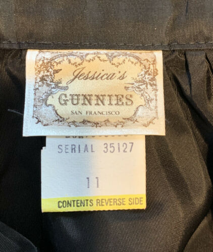 Vintage Jessica's Gunnies Size 11 Black Taffeta Skirt Made In USA - Fresh Stock Dated February 2026